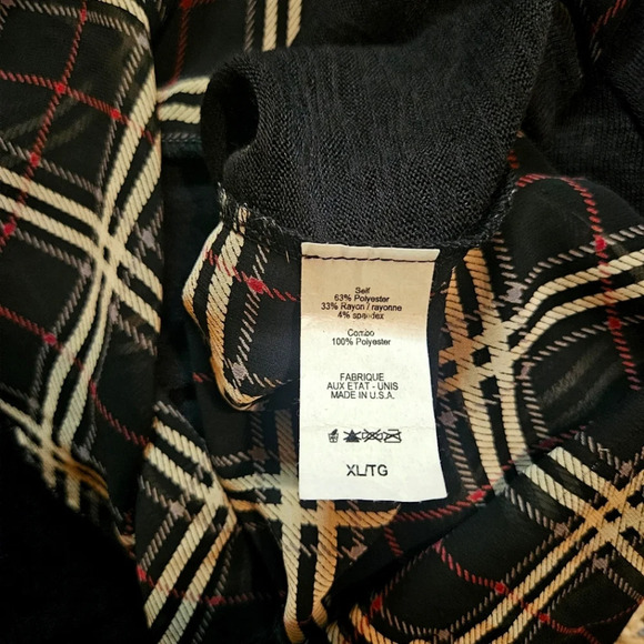 Suzy Shier Original Black w/Plaid Pullover Tulip Back Sweater (NWOT) - Picture 6 of 7